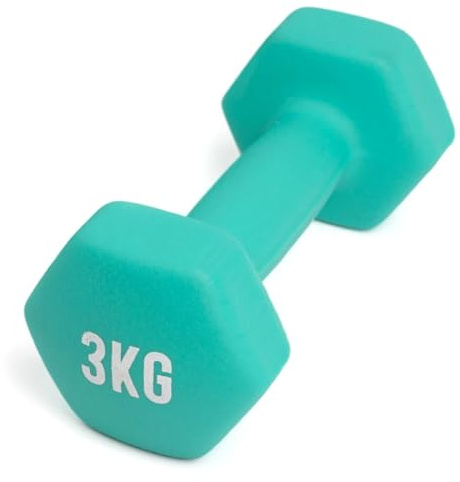 MYGA Hex Dumbbells - Single Neoprene & Cast Iron Hexagonal Dumbbell Hand Weights for Women and Men at Home & Gym - Weight: 3 kg