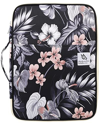 JAKAGO Portable Portfolio Smart Folder A4 Folio Waterproof Document Organiser Passport Ipad Carrying Cases Conference Folder with Zip and Handles for Travel Meeting Business Holiday (Mulberry White)
