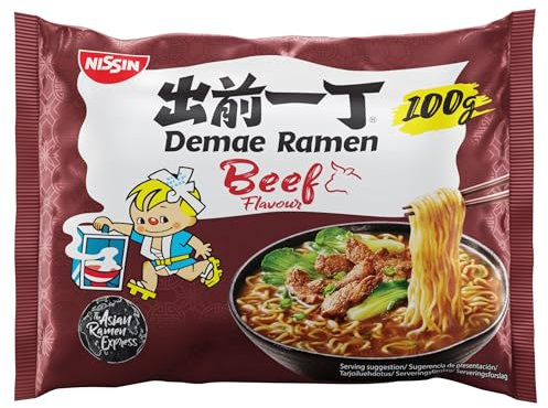 NISSIN Ramen Beef Flavoured Instant Noodles, 100g (Pack of 10)