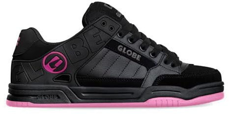 Globe Scarpe da Ginnastica da Uomo Tilt Skate ispirate, Nero/Nero/Rosa, 42.5 EU