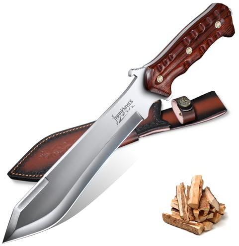 Japaknives Machete Scharf Echt Survival Messer aus M390 Stahl Großes Outdoor Messer Full Tang Bushcraft Messer mit 5mm Klingenrücken Jagdmesser Feststehende Klinge Bushmesser für Garten Camping