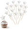 SGERUFZ 50 Pcs Bacchette Decorative per Torta e Cupcake con Stelle Ideali per Matrimoni Compleanni e Feste Picchetti per Frutta Cibo e Baguette Argenteo