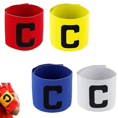 WQEDVN 4 PCS Captains Armband, Captains Armband Kids, Kids Captain Armband Football, Captain Armband Football, For All Sports Events Clubs Teams Pack of 4, for kids(Blue/Red/Yellow/White)