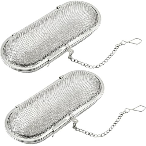 2 filtri per spezie da cucinare, per spezie, uova da tè, in acciaio inox, colino per spezie, set da tè, filtro da tè con catena, filtro da tè in acciaio inox, per colino da tè