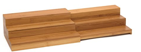 Lipper International 8807 Bamboo Wood Expandable 3-Tier Step Shelf Kitchen Organizer, 12 x 7-7/8 x 4-1/4