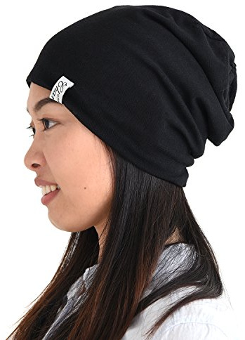 CHARM Thin Summer Beanie Slouch Hat, Black