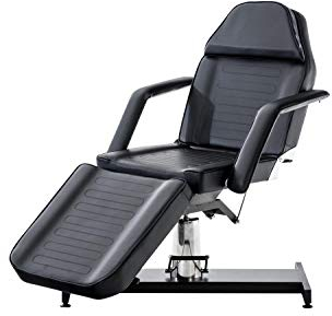 CLP Hydraulische Kosmetik-Liege I Drehbare Massage-Liege Mit Kunstleder-Bezug, Farbe:schwarz