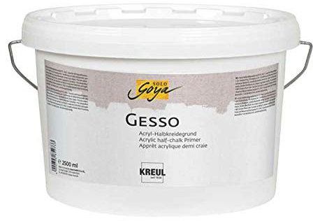 KREUL 85273 - SOLO GOYA Gesso weiß, 2500 ml Eimer, Grundierung von Maluntergründen auf Acryl-Halbkreidebasis, wasserfest und gut deckend