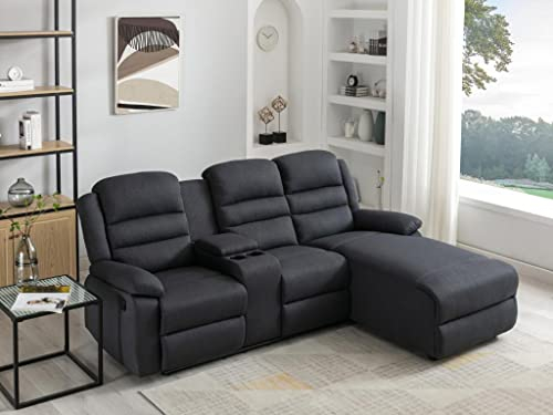 Vente-unique-Ecksofa Relaxsofa - Ecke Rechts - Stoff - Anthrazit - Macedonia