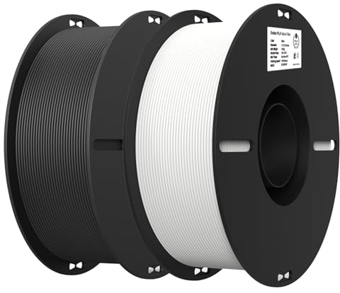 Creality 2kg Black & White PLA 1.75mm Filament Bundle for 3D Printing with No-Tangling Strong Bonding and Overhang Performance, Accuracy +/- 0.02mm