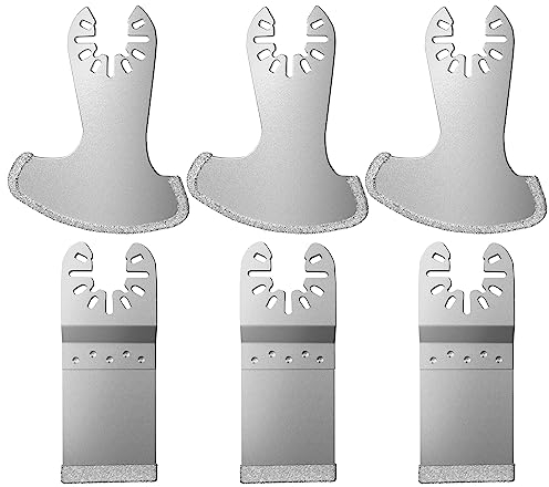 LEILUO 6 Pcs Diamond Multi Tool Accessory Kit for Grout Removal Compatible with DeWalt Makita Einhell Dremel and More