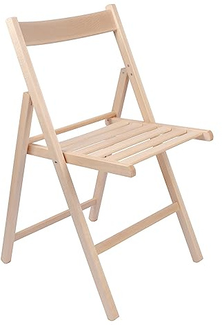 Harbour Housewares Beech Wood Folding Chair - Natural - 1x - Wooden Garden Chair Outdoor Seating Deck Seats Lightweight Foldable Dining Patio Furniture