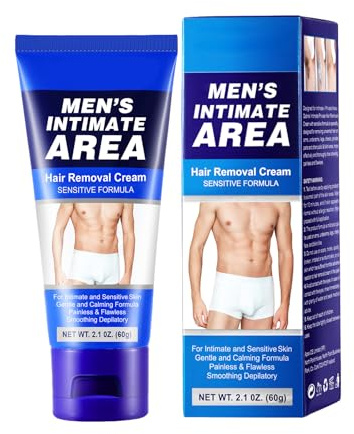 FunnAura Mens Hair Removal Cream, Painless Intimate Hair Removal for Sensitive Skin