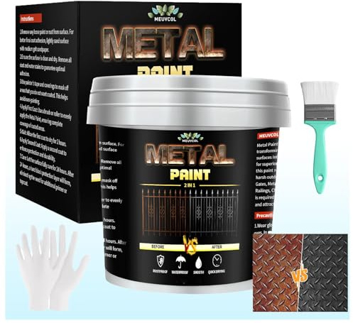 Meuvcol Metallschutzlack – 1000 ml Schwarz Matt Rostschutzfarbe für Metall, 3 in1 Außen & Innen Rostschutzgrundierung, Hohe Deckkraft, Lang anhaltender Metallfarbe lack Für Tore, Geländer, Möbel, Deko