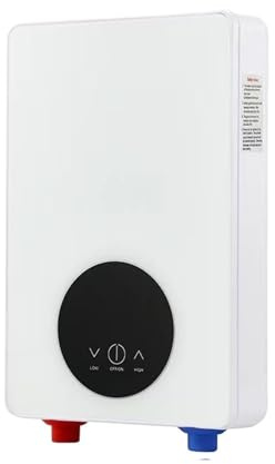 Calentador de agua instantáneo de 7000 W con pantalla LCD, termostato de inducción, inteligente, táctil, montado en la pared,con buen aislamiento(Bianco)
