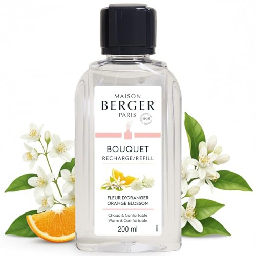 Maison Berger – Recharge Bouquet Parfumé Fleur d'Oranger – Parfum d’intérieur pour la maison 200 ml – Fabriqué en France – Diffusion Longue Durée, Douce et Continue