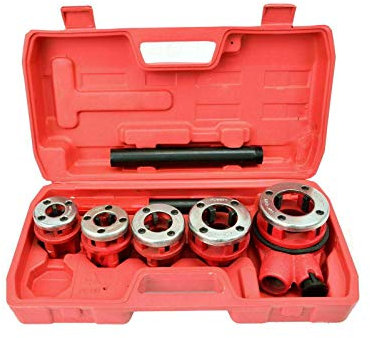 EN-227314 Filiera manuale a cricco 5 pezzi per filettatura tubi con cassetta