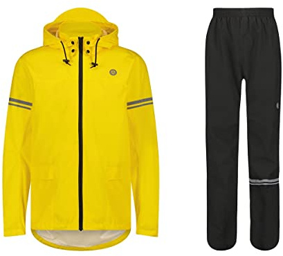 AGU Essential Original Regenanzug, Regenkleidung Fahrrad Herren & Damen, Wasserdicht & Winddicht, Reflektierend, 100% Recyceltes Polyester, Unisex - L - Gelb
