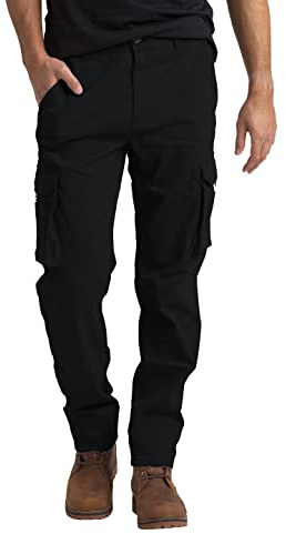 westAce Men's Cargo Work Trousers Casual Stretch Cotton Heavy Duty Relaxed Fit Durable Safety Multi Pockets Construction Work Hiking Combat Work Utility Cargo Pants 32W-44W (Black, 40W / 30L)