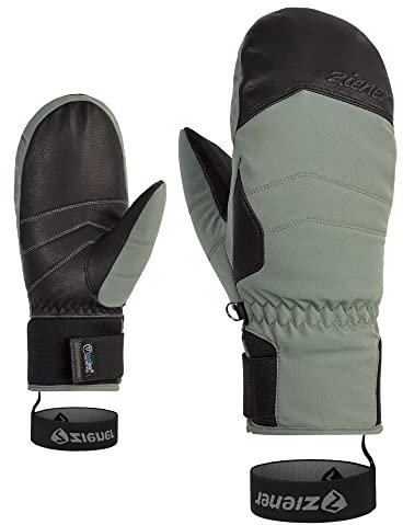 Ziener Damen Kalea Ski-Fäustling/Wintersport | wasserdicht extra warm Wolle, green mud, 7,5