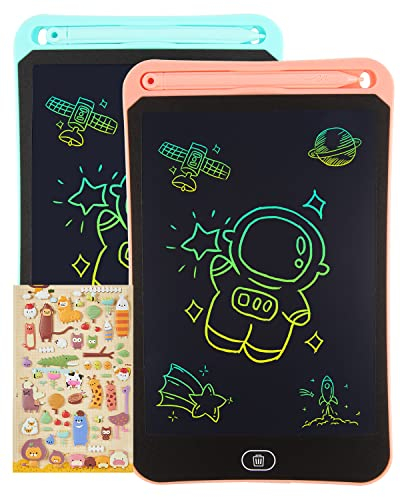 [2 STÜCKE]LCD Schreibtafel 10 Zoll, Genialba Buntes LCD Schreibtablett, LCD Writing Tablet, Elektronischer Tablette, Grafiktablett für Kinderspiele 2 3 4 5 6 7 Jahre Jungen Mädchen (Blau&Rosa)