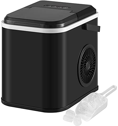 WOLTU Eiswürfelmaschine klein 12kg/24h, 8 Eiswürfel in 12 Min., Tragbare Eiswürfel Maschine mit Schaufel, Selbstreinigender Eiswürfelbereiter, 2 Eiswürfel Größen Ice Maker Maschine für Camping Party