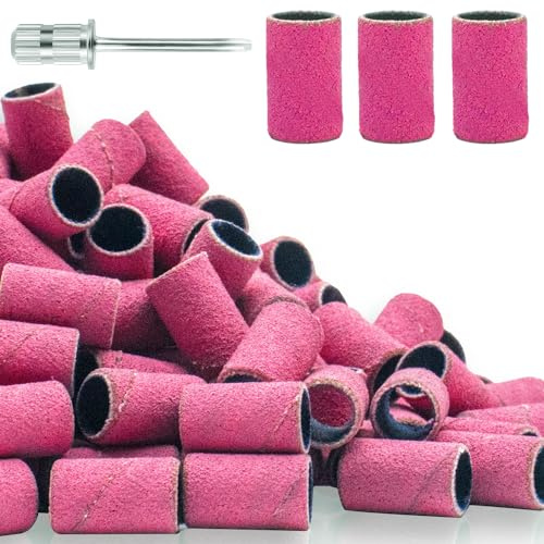 Bandas de Lijado de Uñas de Grano 180 para Taladro de Uñas, Banda de Lijado Rosa para Taladro de Uñas Bandas de Lijado Finas para Gel, Uñas Naturales para Manicura y Pedicura