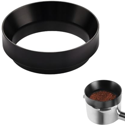 58mm Dosing Funnel, Magnetic Espresso Dosing Funnel 58mm Portafilter Funnel, Coffee Accessories Barista Aluminum Alloy Espresso Coffee Dosing Ring Coffee Machine Accessories for Barista (Black)