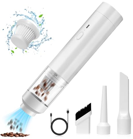 SUPRBIRD Handstaubsauger Akku, 9000Pa Auto Kabellos Staubsauger, Handstaubsauger mit Waschbar HEPA-Filter, USB Aufladbar Tragbar Staubsauger, für Tierhaare, Auto, Zuhause, Büro (Weiß)