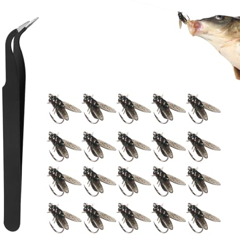 20stkr Bionischer Fliegenfischköder, Fliegenfischen Köder Set Bionischer Köder zum Fliegenfischen Bionischer Köder Trockenfliegen Angelzubehör für Salzwasser- und Süßwasserfische