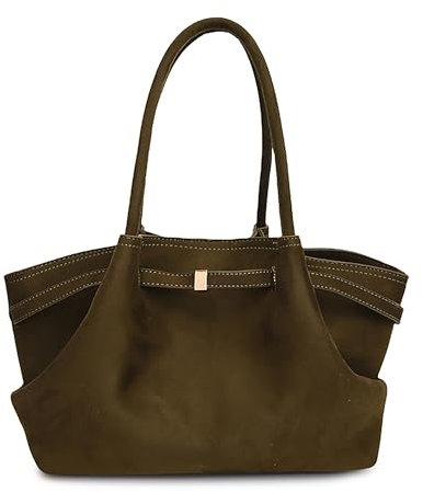 Makukke Kunstwildleder Tote Bag, Kunstwildleder Tasche Damen Hobo Handtasche Damen Mittelgroß Vintage Schultertasche Slouchy Bag für Arbeit Büro Reisen Einkaufen Schule