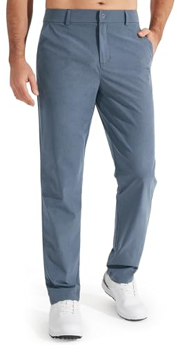 Libin Men's Dress Pants 32 Comfy Business Casual Golf Pants Quick Dry Lightweight Clothing for Men Travel Vocation Work Trousers Water Resistant, Ice Blue, 36W x 32L