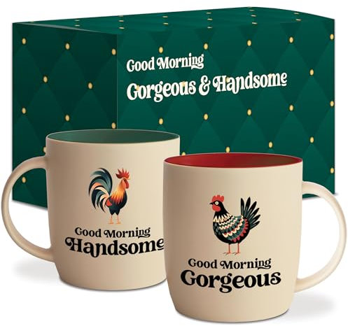 Triple Gifffted Set di tazze da caffè Good Morning Handsome and Gorgeous Coffee, regalo di fidanzamento per coppie, sposo, sposi, addio al nubilato, per lui e per lei, signora, Natale, San