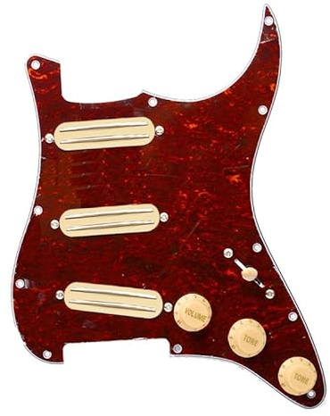 SAPHUE SSS 3x Mini Humbucker Electric Guitar Pickguard 9K/9K/9K Loaded Prewired Scratchplate for ST Style Guitar Multi Colour Available (Tortoise Shell)
