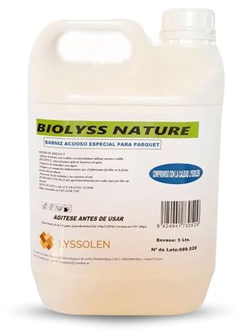 LYSSOLEN - Barniz de Poliuretano al Agua para Suelos de Madera Interior - Respetuoso con el Medio Ambiente - Protección y Durabilidad Superior - Fácil Aplicación (Transparente, 1 Litro)