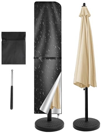 NAKIHOUSE Housse de protection pour parasol - Imperméable - Résistante aux intempéries et aux UV - Coupe-vent - Pour parasol d'extérieur et de marché - 240 x 57/57 cm - Noir