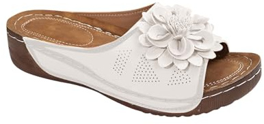 Sandales Femmes été Confortable Mules en Cuir pour Femme Sandale Mode Bout Ouvert Compensées Plateforme Pantoufles Premium Orthopédiques Sandales Chaussons de Plage d'été Taille Fête des Mères