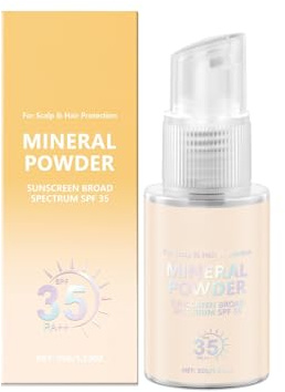 SPF 35 Mineral Powder Sunscreen for Scalp, Natural Matte Finish,Protection Sunscreen for Face Oil Control and Lasting Lightweight Breathable Mineral (1)