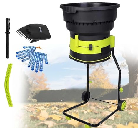 Biotrituratore Elettrico Foglie 2500W, Trituratore da Giardino 8000RPM, Riduzione 17:1, Mulcher Senza Lame Sicuro, Sacco Raccoglitore, Ruote Grandi, Accessori Completi(Standard)