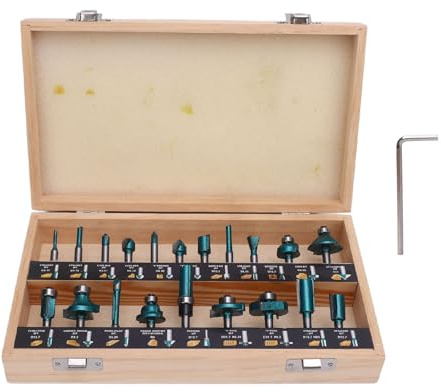 20 pz frese in metallo duro lavorazione del legno fresa per linguetta e scanalatura set di punte per rifilatura incisione verde (Gambo da 1/2 pollice)