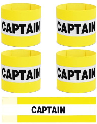 4 Pcs Captain Arm Bands for Soccer, Yellow Adjustable Soccer Captain Armband, Arm Bands Football for Adults and Youth, Suitable for Rugby, Basketball, Volleyball Teams