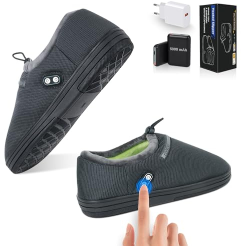 Zapatillas Calefactables, Rtdep Calentadores de Pies con batería de 5V 5000mAh, Calentadores de Pies Avec Commande de commutateur Dual, Calentador de Pies Electrico para Mujeres y Hombres(S)