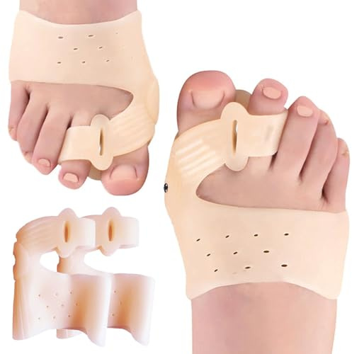 Generico Set 2 PEZZI, Correttore Alluce Valgo in GEL Silicone, Estensibile Regolabile Separatore e Divaricatore, Dita Piede Destro Sinistro Sovrapposte, UNISEX Uomo Donna