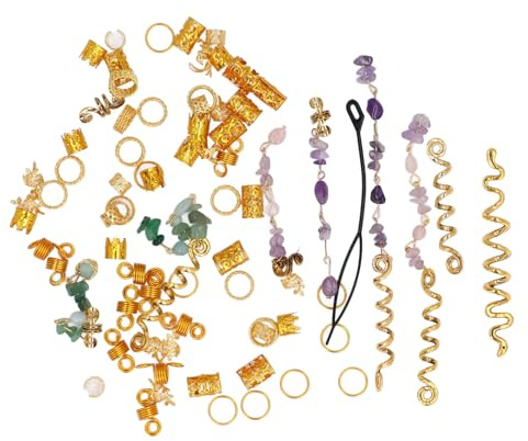 Hair Dreadlock Jewelry Rings Stylish Hollow Out Exquisite Patterns Rhinestone Alloy Hair Braiding Jewelry Coils for Parties Weddings Banquets 80pcs Set
