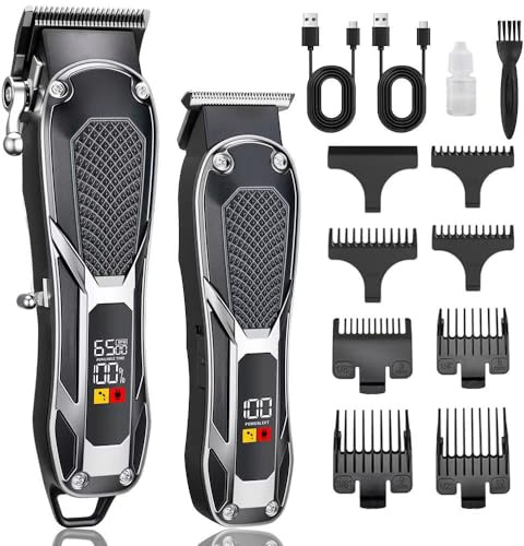 Hair Clippers Men - Mens Hair Clippers and Trimmers Set, Professional Shavers Cordless Clippers for Men Haircut, Electric Hair Trimmer with LCD Display