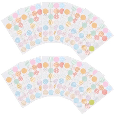 SECFOU Pegatinas de Refuerzo para Papel Perforado, Etiquetas Adhesivas Autoadhesivas Geométricas, 20 Hojas en 5 Paquetes, Refuerzo para Agujeros de Carpetas y Cuadernos, Material