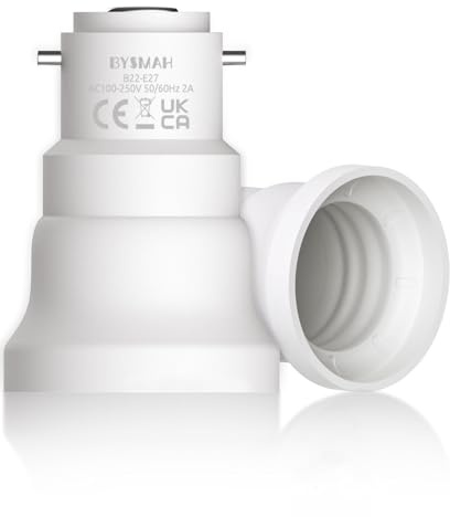 BYSMAH B22 to E27 Adapter, 2 Pack Bayonet to Screw Bulb Adaptor | for Ceiling Fan Light, Light Adaptor Fitting, BC to ES Lamp Base Socket Converter, for LED and Incandescent and CFL Bulbs