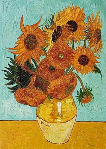 Wieco Art - Tournesol par Vincent Van Gogh - Reproduction de peintures à l'huile - Grande impression giclée florale moderne sur toile - Décoration murale pour chambre à coucher - L