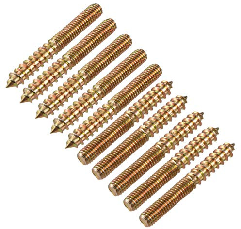 uxcell M6 Hanger Bolts Length 2(50mm) Double Headed Bolts Self-Tapping Screw 6mm Wood Joint Furniture Legs 10pcs