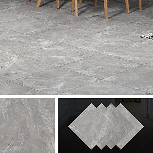 Livelynine Suelo Vinilo Autoadhesivo Gris Suelo Vinilo Efecto Marmol Vinilico Suelos Cocina Vinilico Autoadhesivo Baño Losetas Vinilos para Suelos Baldosas Adhesivas Lavable 30x30CM 4 Losetas